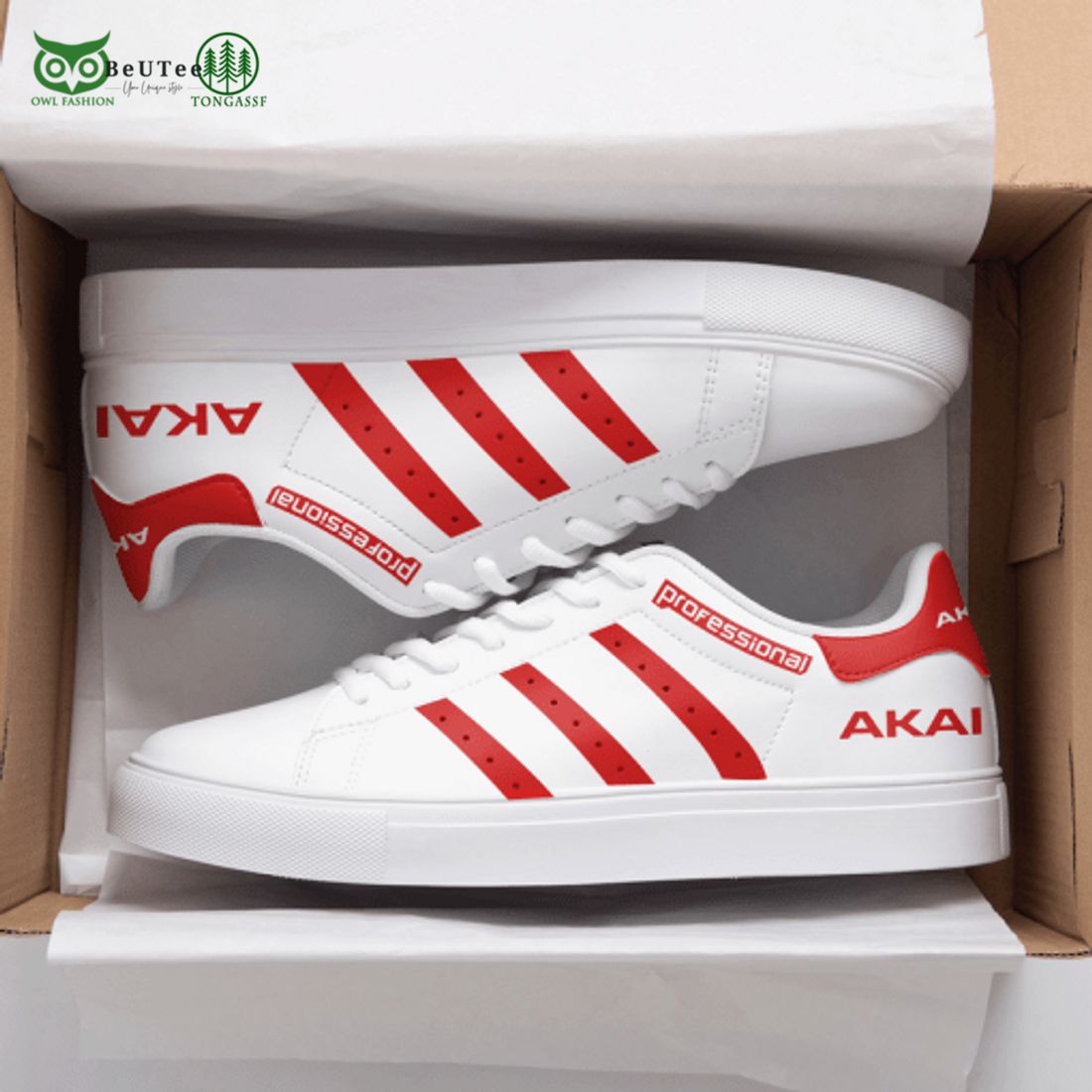 Akai 3D Over Printed Red White Stan Smith Shoes
