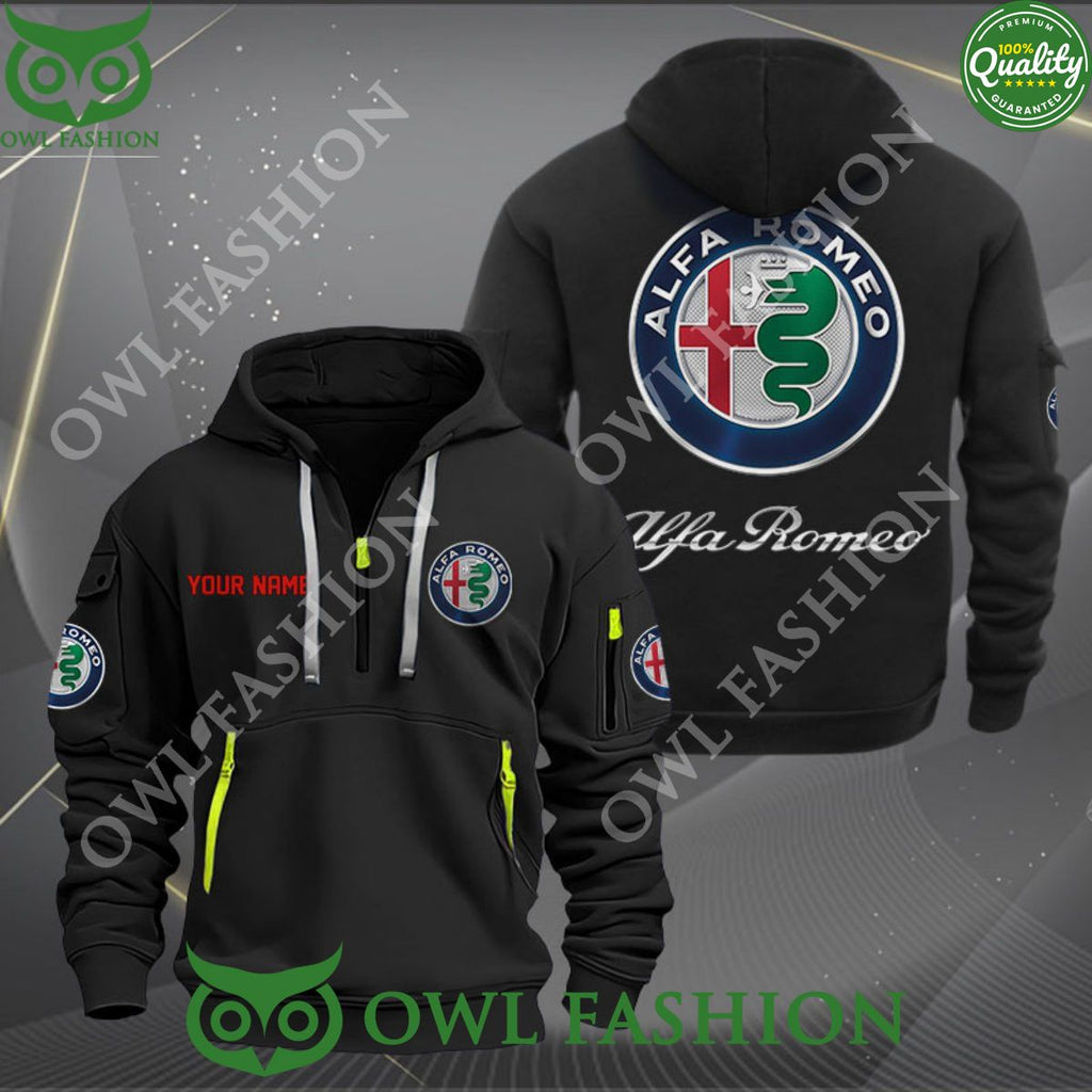 Alfa Romeo Custom Name 2D Half Zipper Hoodie