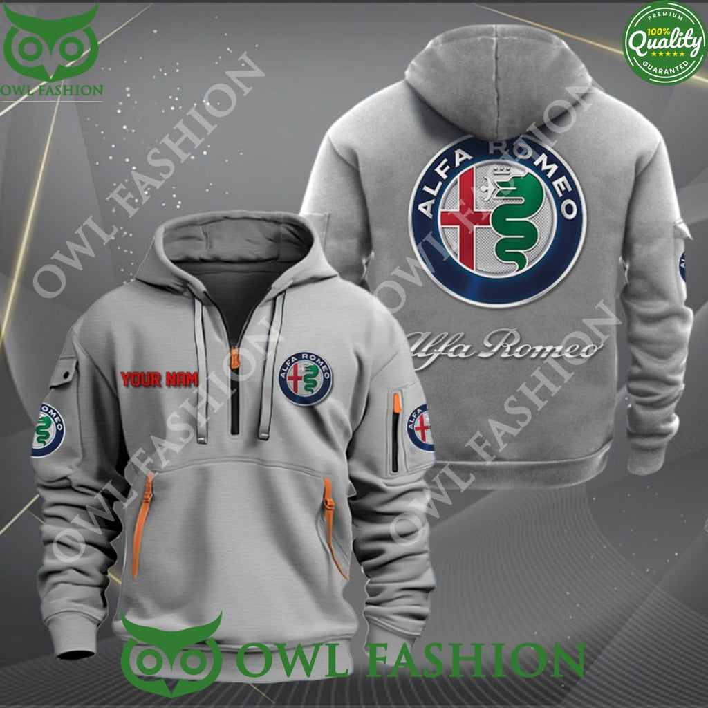 Alfa Romeo Custom Name 2D Half Zipper Hoodie