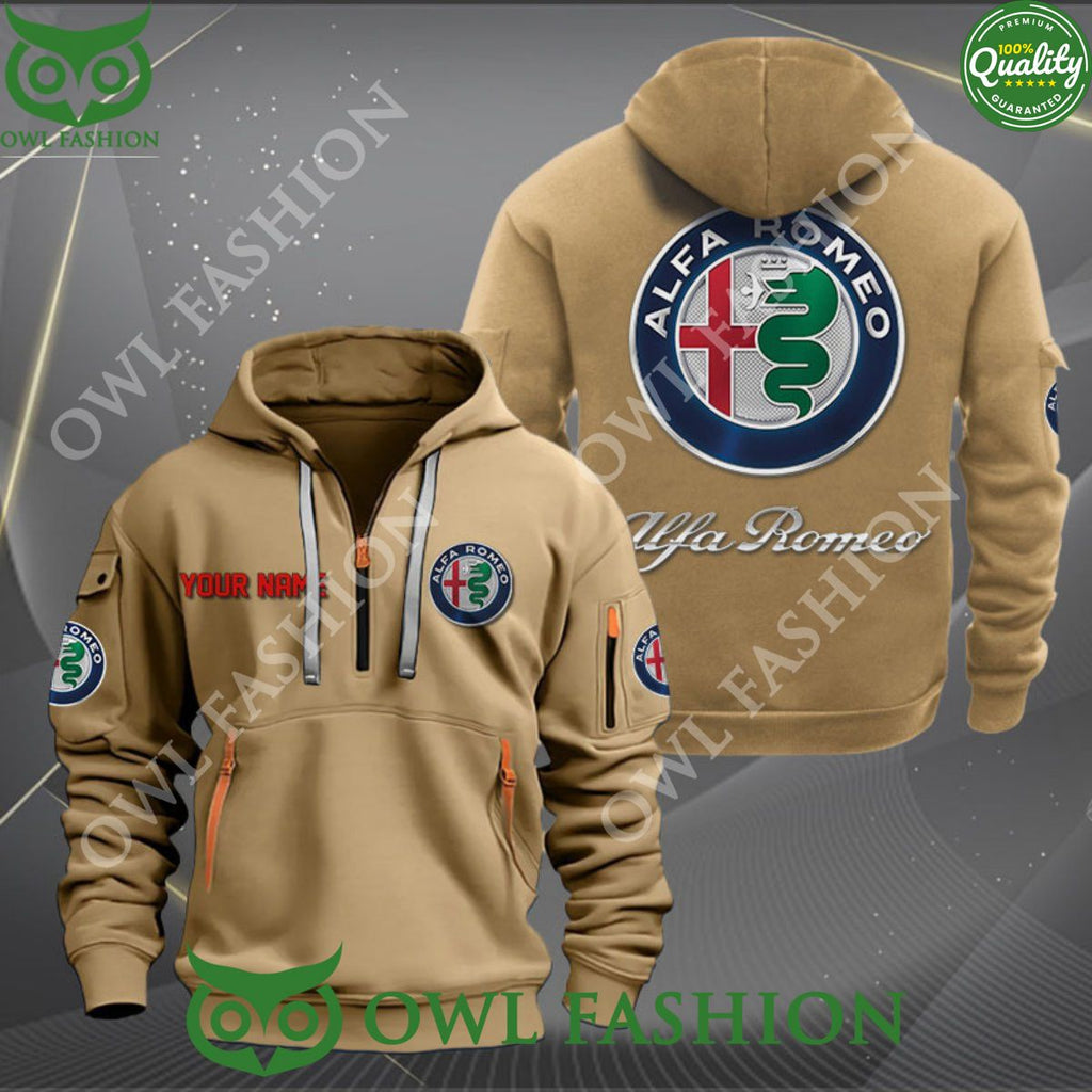 Alfa Romeo Custom Name 2D Half Zipper Hoodie