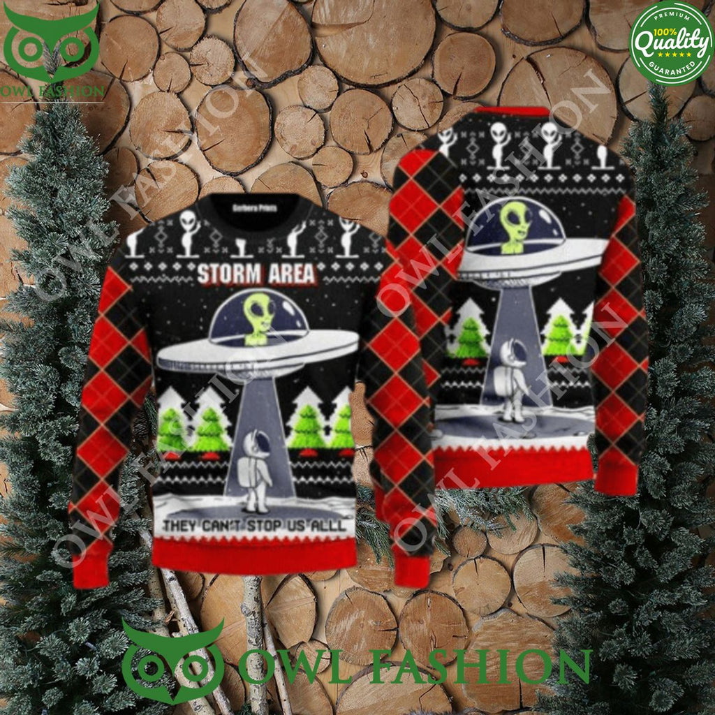 Alien Stop Area Ugly Christmas Sweater Jumper