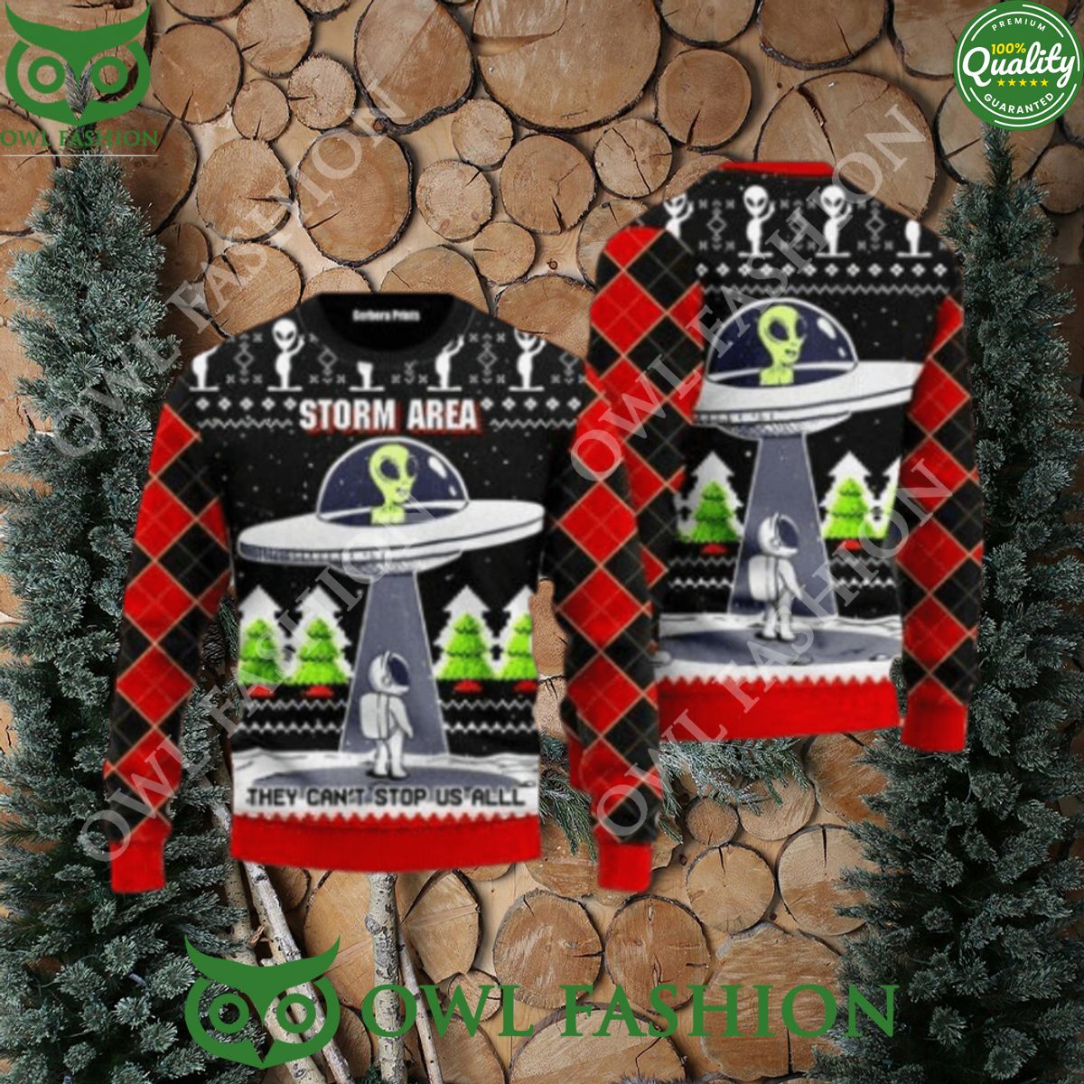 Alien Stop Area Ugly Christmas Sweater Jumper