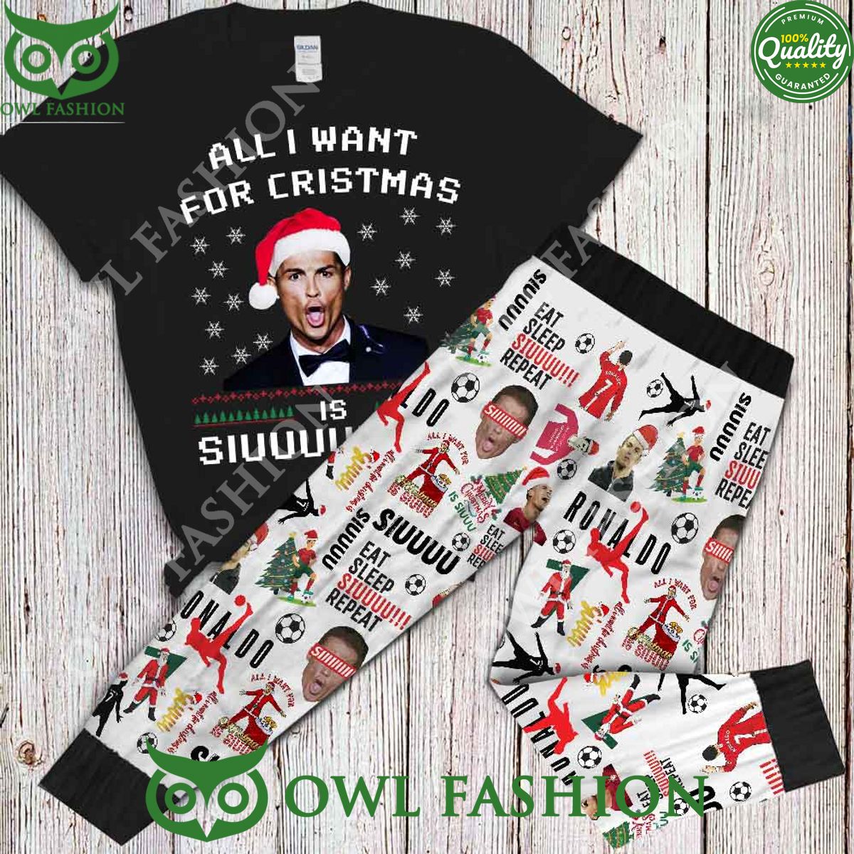 All I Want For Christmas Cristiano Siuuuu CR7 Ronaldo Pajamas Set
