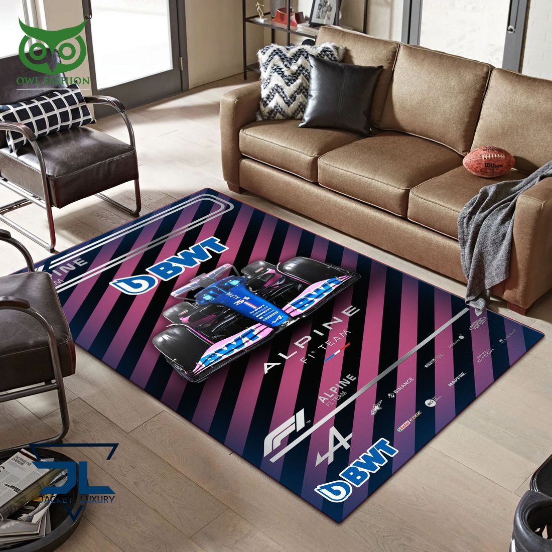Alpine F1 Team Black Pink Carpet Rug