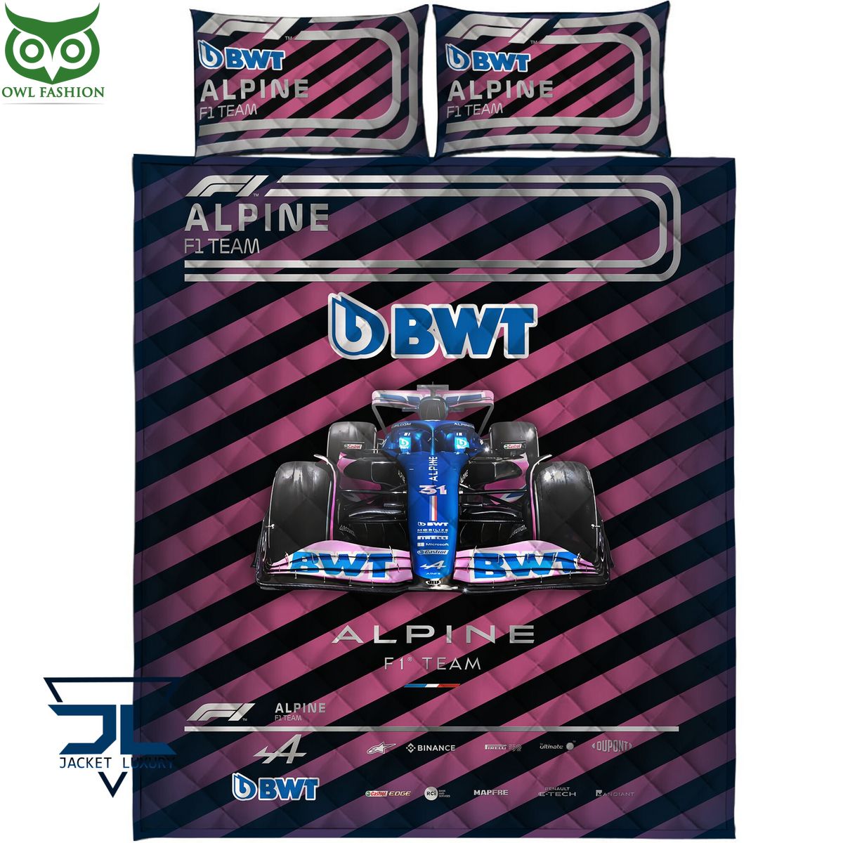 Alpine F1 Team Quilt Bedding Set