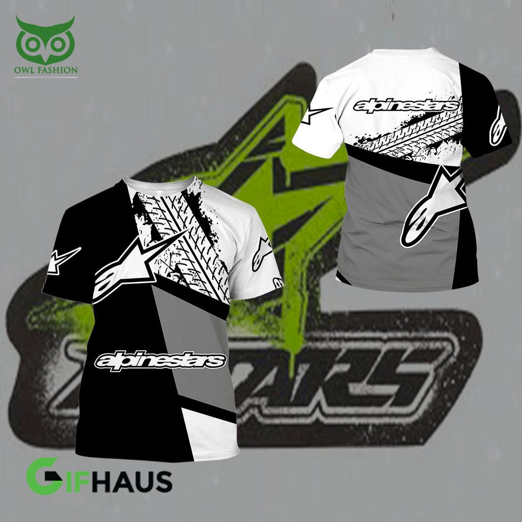 Alpinestars Sport Brand Black White Golf 3D Tshirt