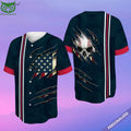 America Skull Blue 3D Team Baseball Jersey