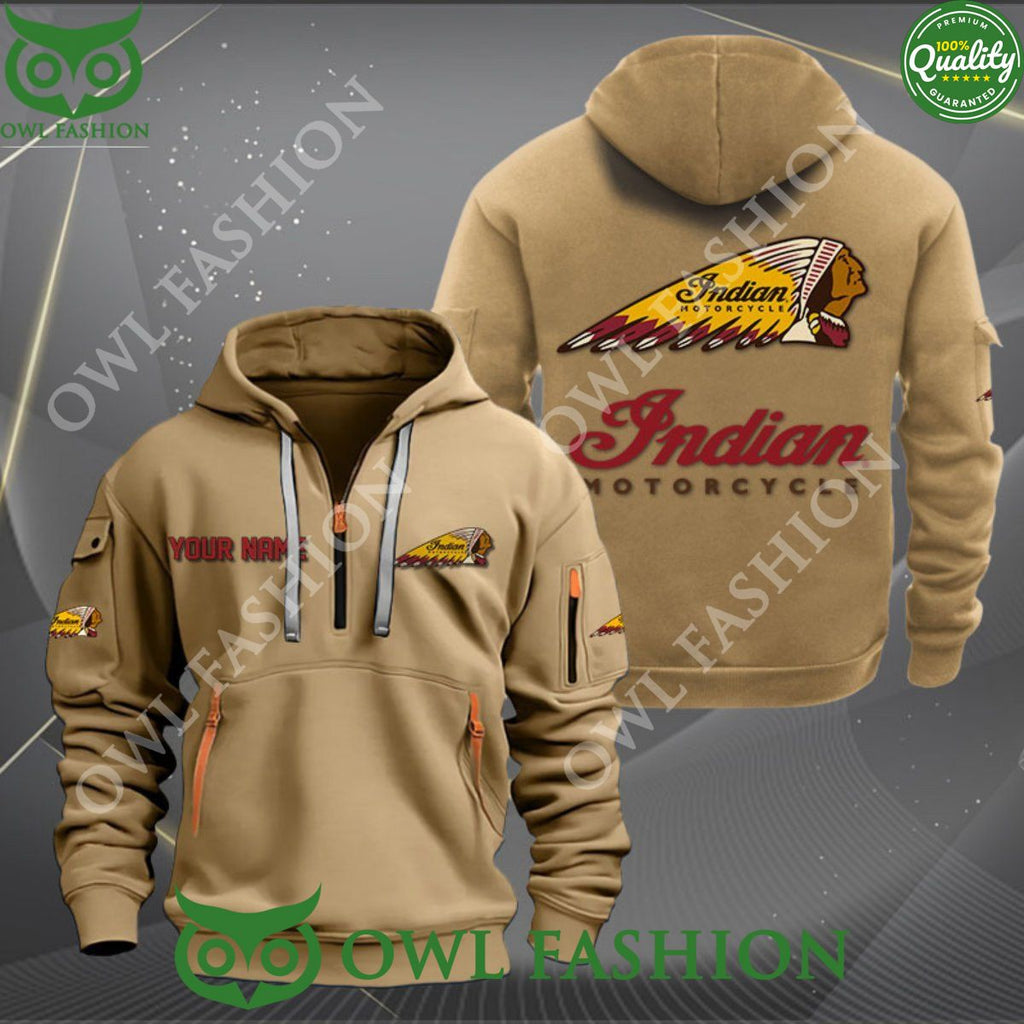 American automotive manufacturer Indian Motorcycle Custom Name Color 2D quarter zip hoodie