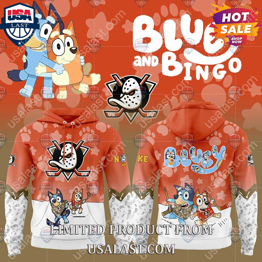 Anaheim Ducks NHL Bluey and Bingo Hoodie