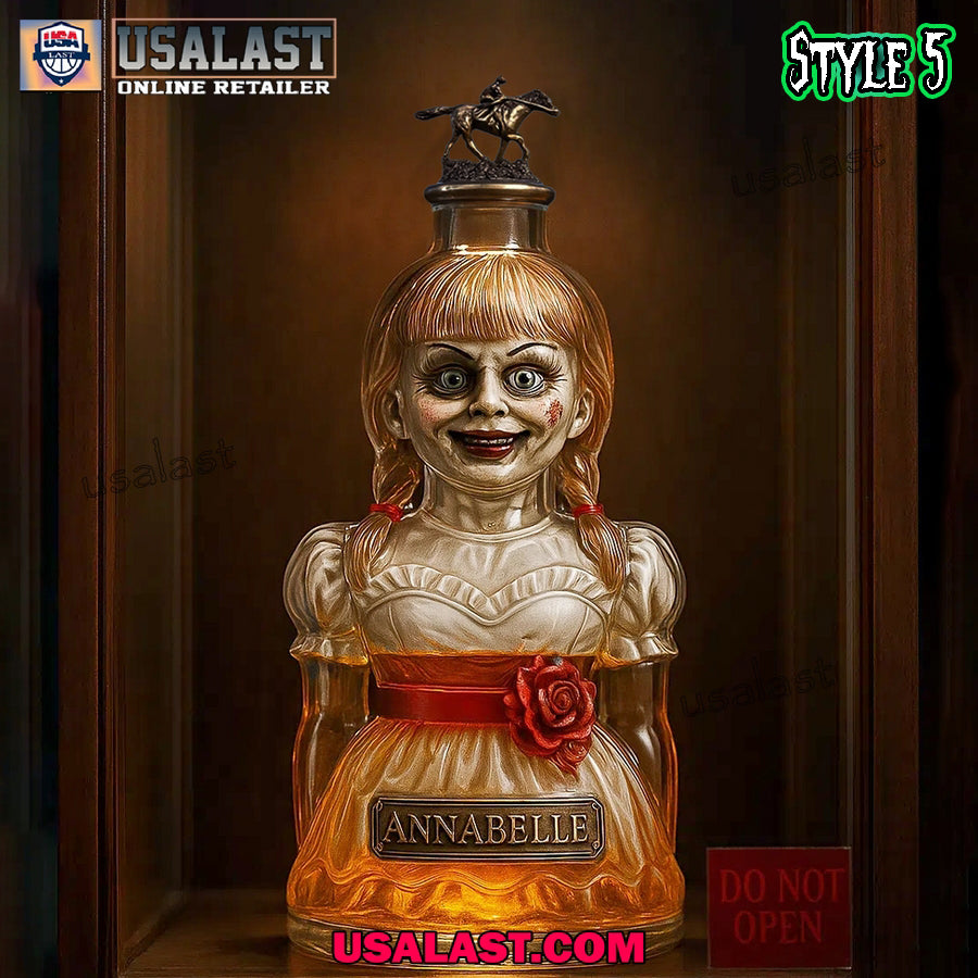 Annabelle Doll Halloween Whiskey Bottle