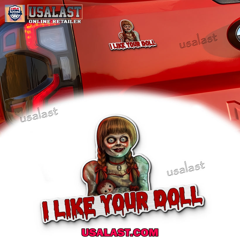Annabelle I Like Your Doll Halloween Car Emblem Sticker