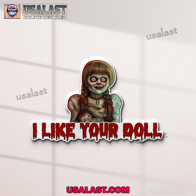 Annabelle I Like Your Doll Halloween Car Emblem Sticker