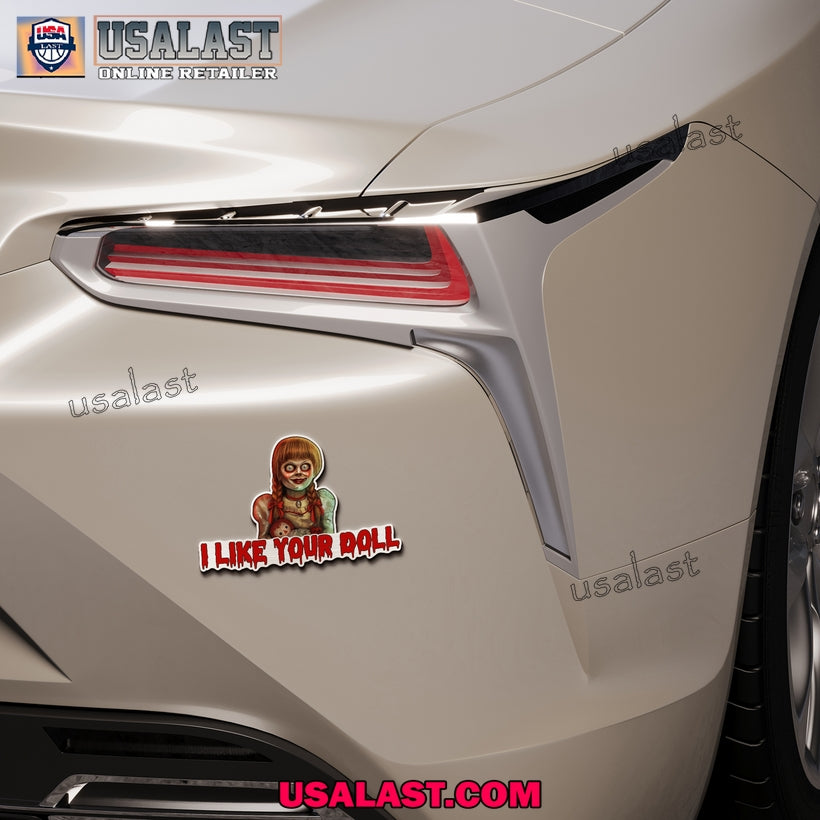 Annabelle I Like Your Doll Halloween Car Emblem Sticker