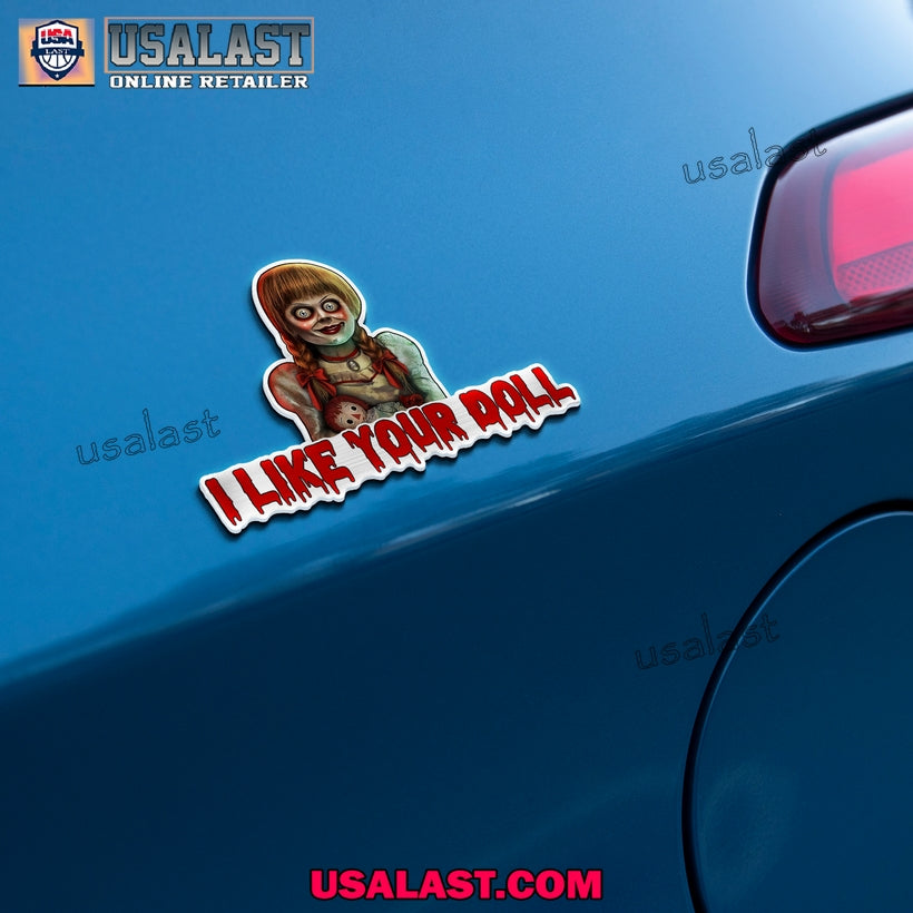 Annabelle I Like Your Doll Halloween Car Emblem Sticker