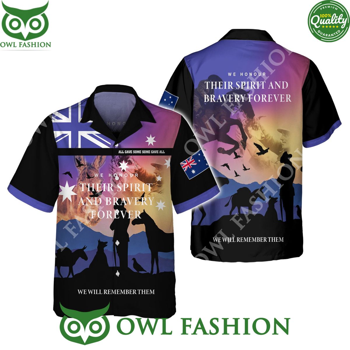 Anzac We Honour Their Spirit Bravery forever UK 3D hawaiian shirt