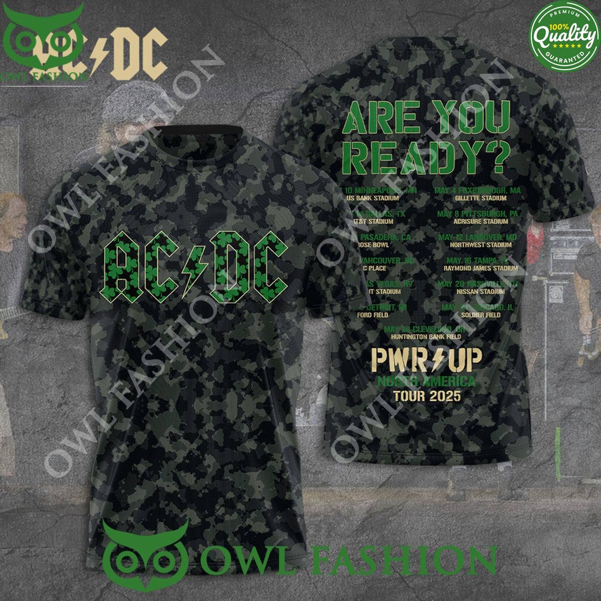 Are you ready for ACDC PWR Up North America Tour 2025 camouflage t shirt