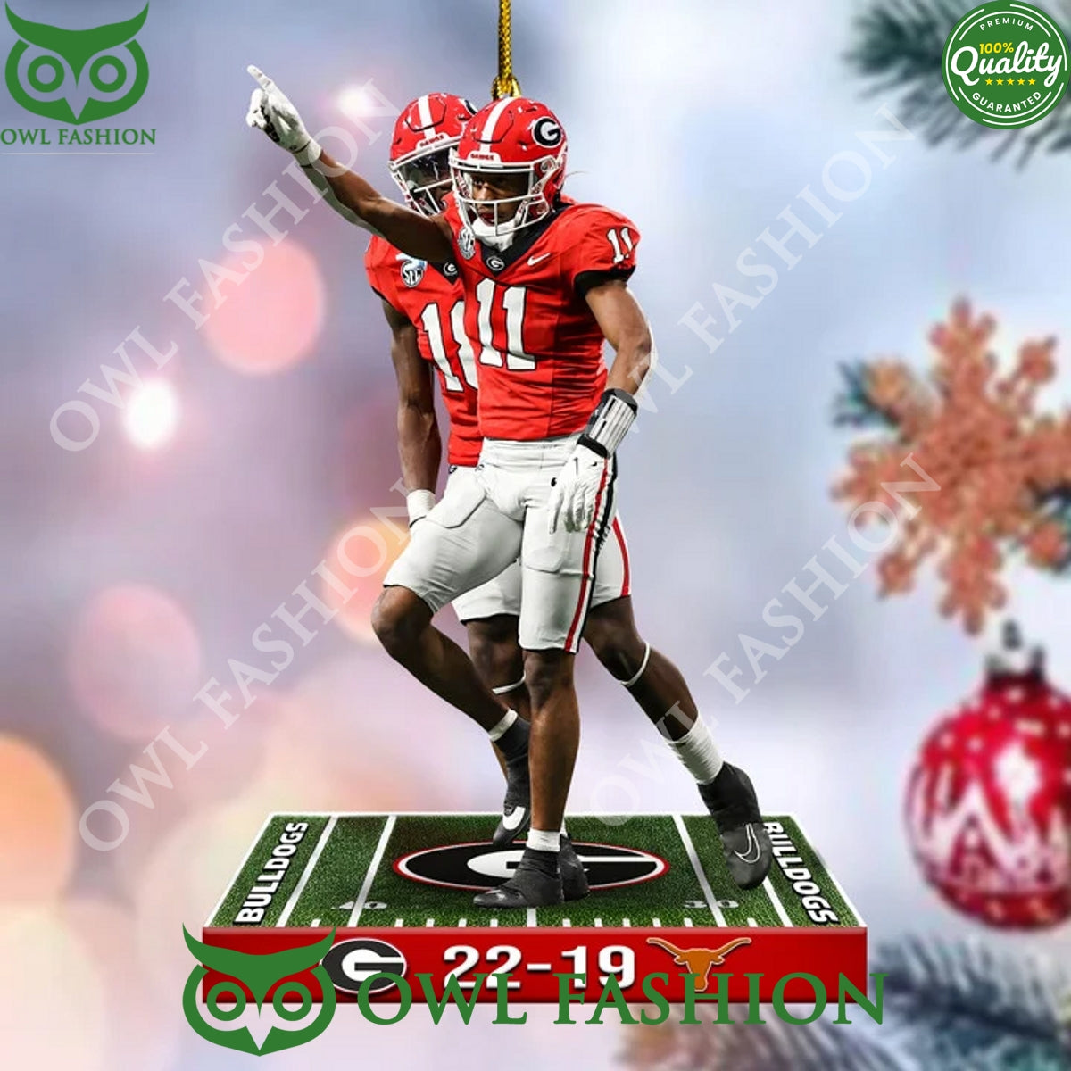 Arian Smith 11 vs Texas Longhorns 22 19 Georgia Bulldogs plastic ornament