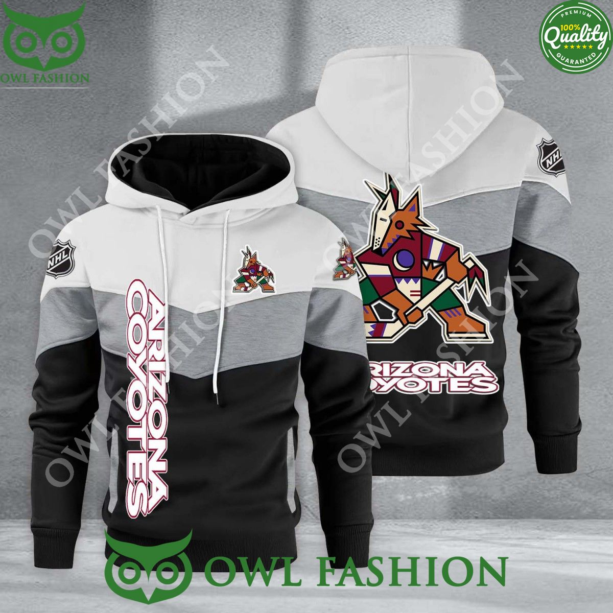 Arizona Coyotes NHL Hockey Black White Printed Hoodie