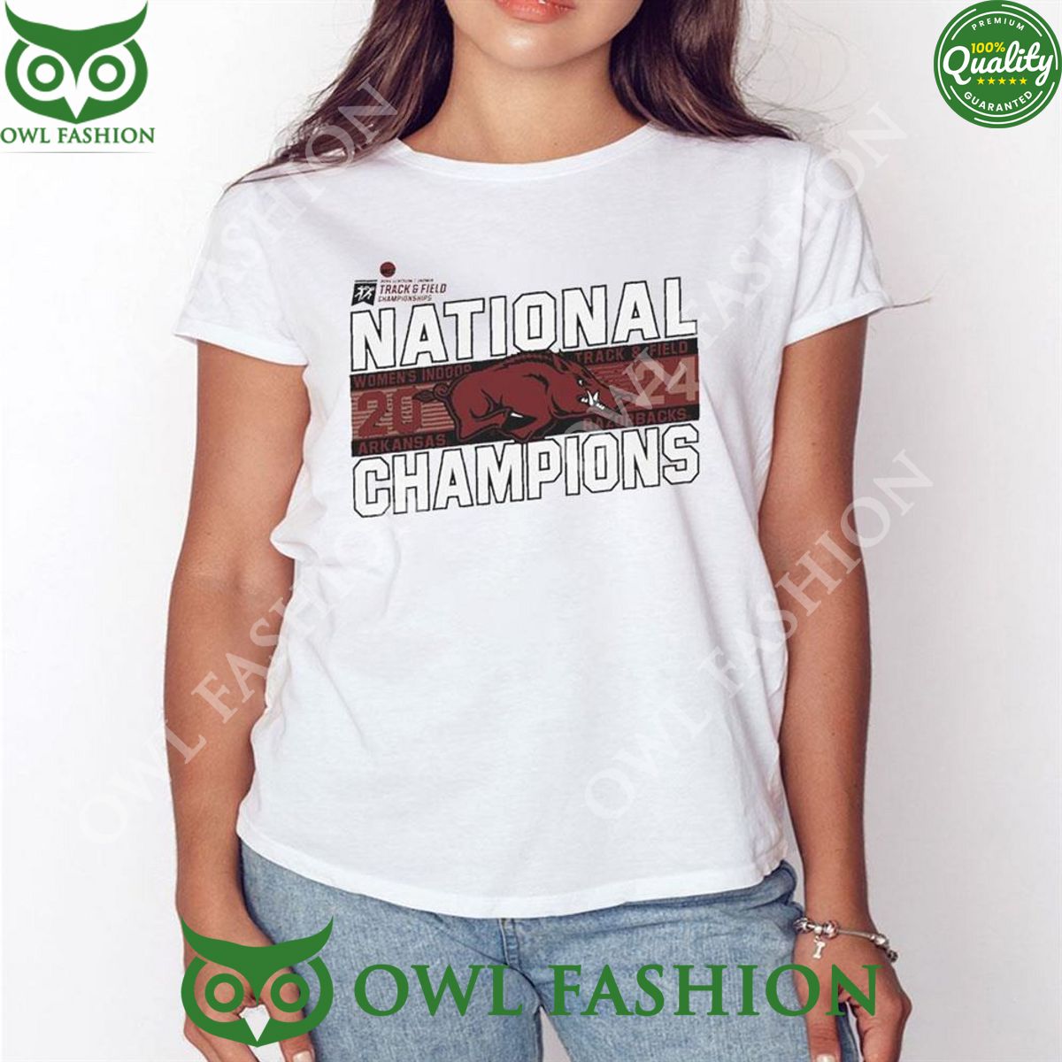 Arkansas Razorbacks 2024 Ncaa Women’s Indoor Track And Field National Champions 2D T-shirt