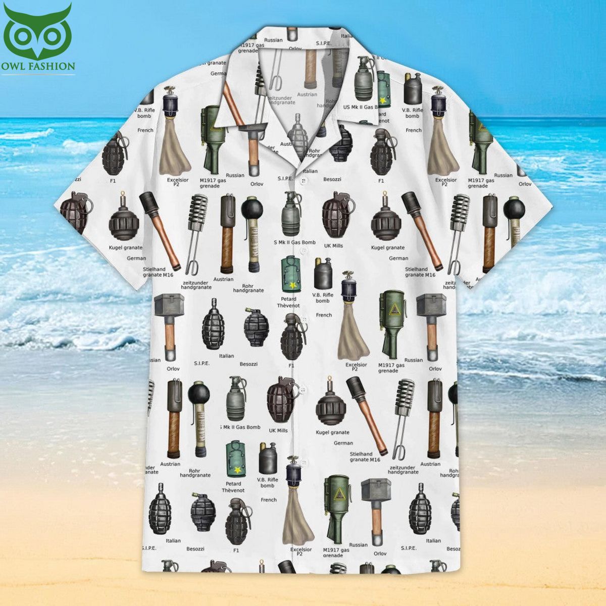 Armory Bomb Grenade Explosion Cuban Collar Hawaiian Shirt