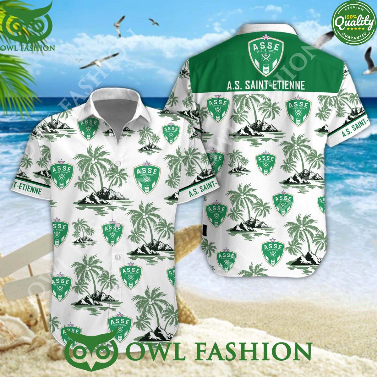 AS Saint-Etienne Ligue 2 Football Championship Hawaiian Shirt Shorts