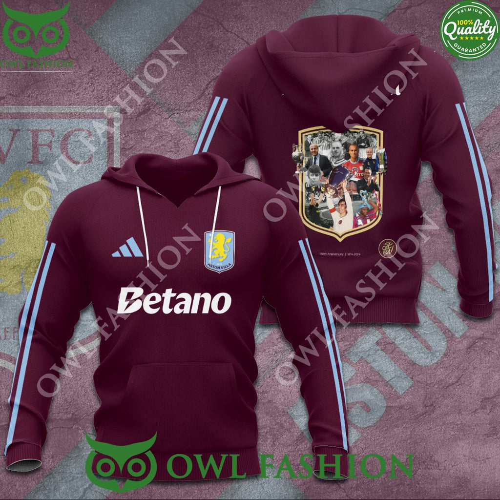Aston Villa 150th Anniversary 1974 2024 3D t shirt