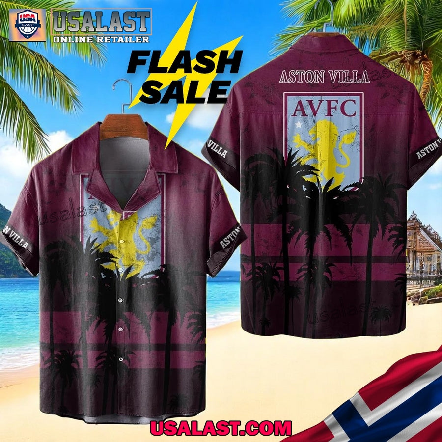 Aston Villa Coconut Tree Style Hawaiian Shirt