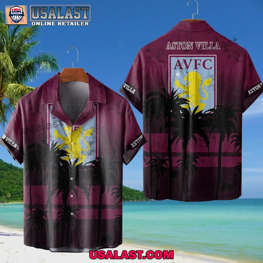 Aston Villa Coconut Tree Style Hawaiian Shirt