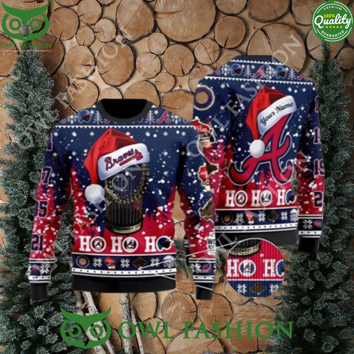 Atlanta Braves 2023 World Series Champions Ho Ho Ho 3D Ugly Christmas Sweater Jumper