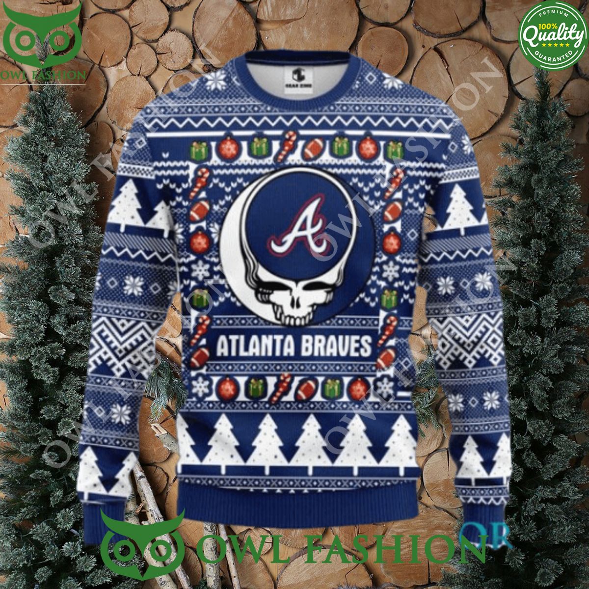 Atlanta Braves Grateful Dead Ugly Christmas Sweater Jumper