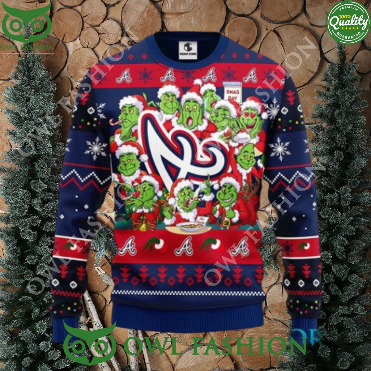 Atlanta Braves Grinch Xmas Day Ugly Christmas Sweater Jumper