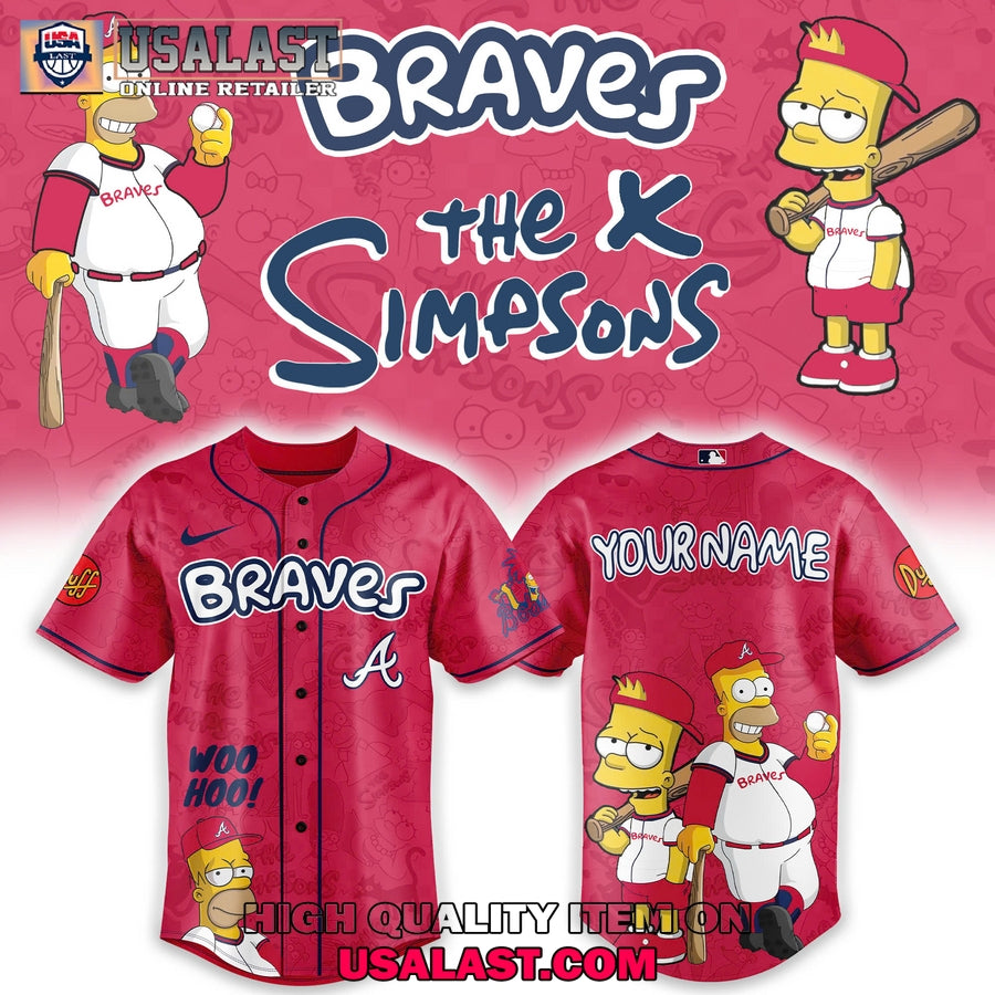 Atlanta Braves Mix The Simpsons Heritage Custom Baseball Jersey