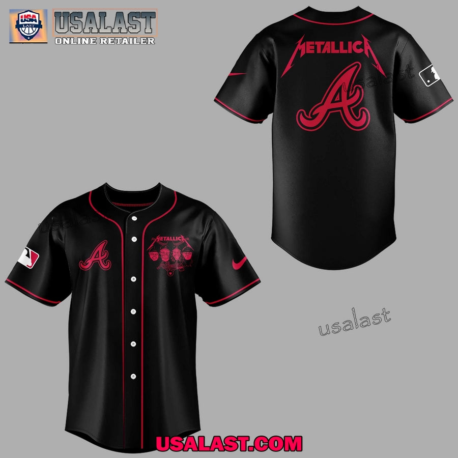 Atlanta Braves x Metallica Night Black Baseball Jersey