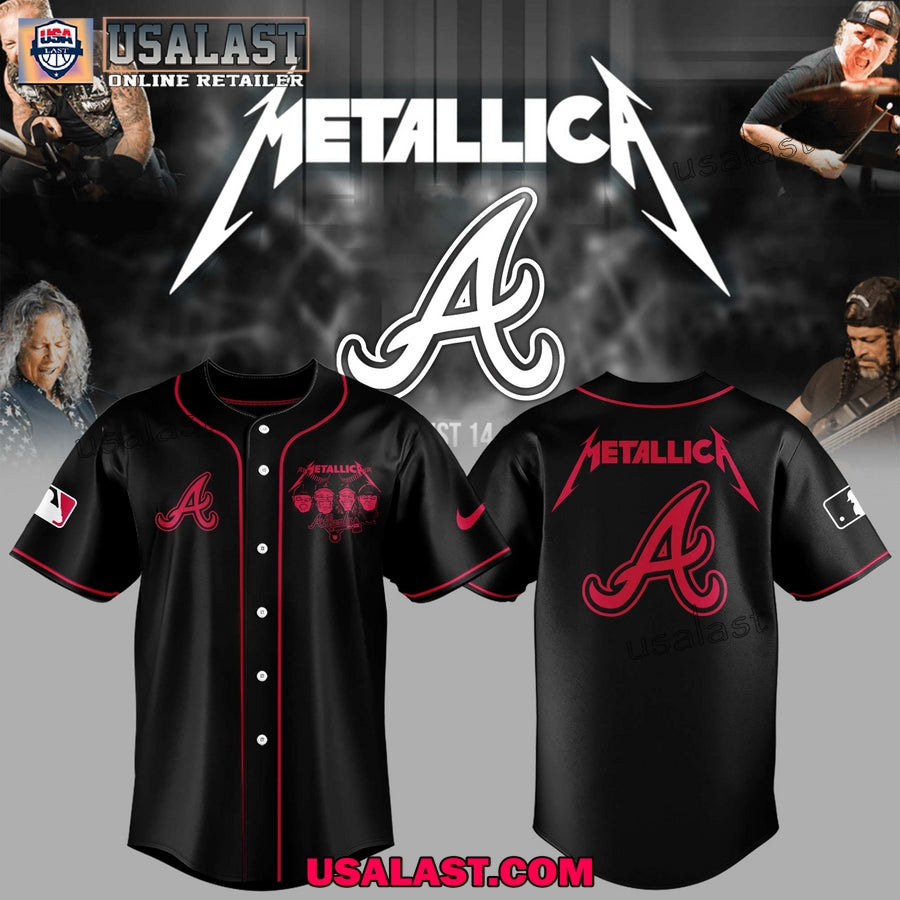 Atlanta Braves x Metallica Night Black Baseball Jersey