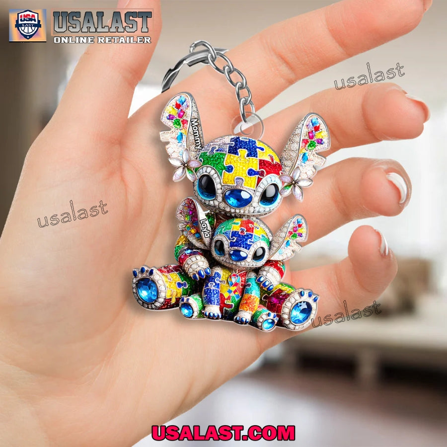 Autism Awareness Mama Holding Her Little One Acrylic Keychain