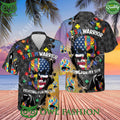 Autism Warrior Fighting For My Son Skull Aloha Autism Awareness Hawaiian Shirt