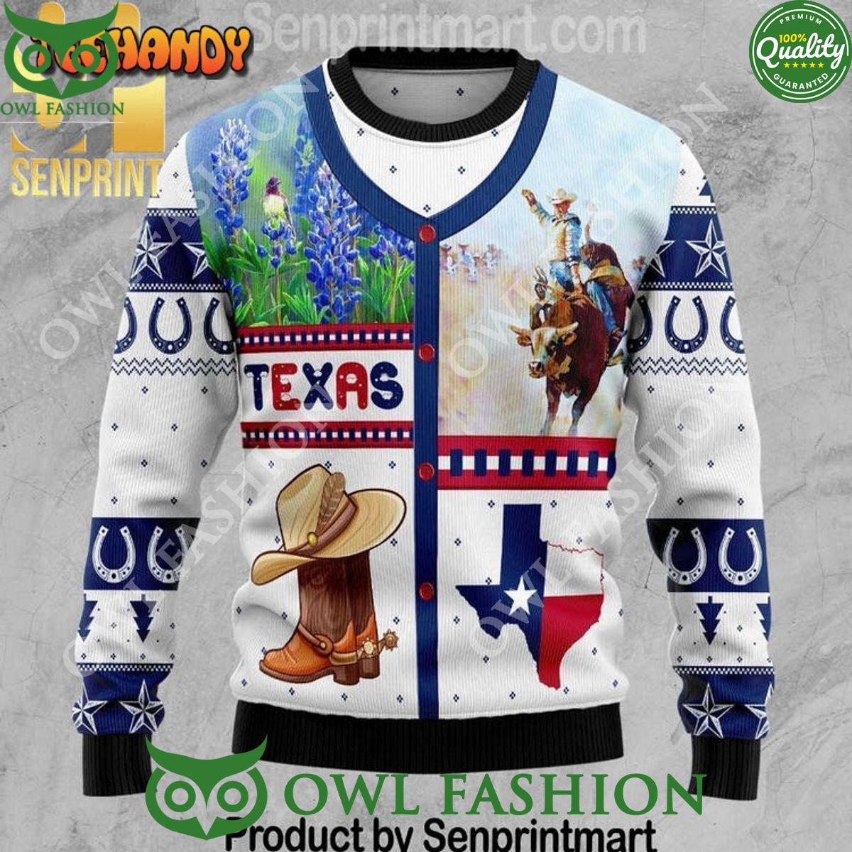 Awesome Texas Wool Blend Ugly Knit Christmas Sweater