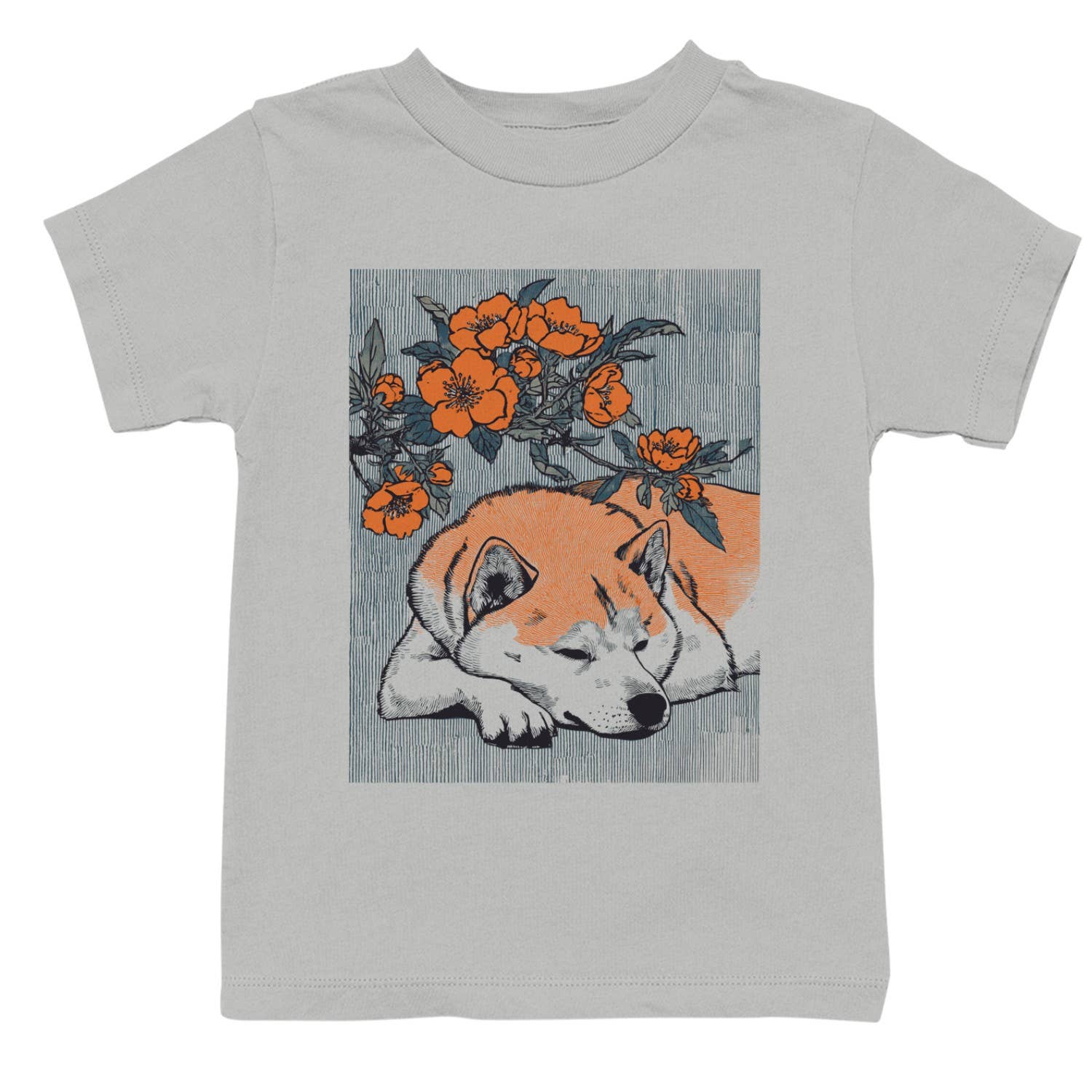 Sleeping Fox with Orange Flowers Art Youth T-Shirt
