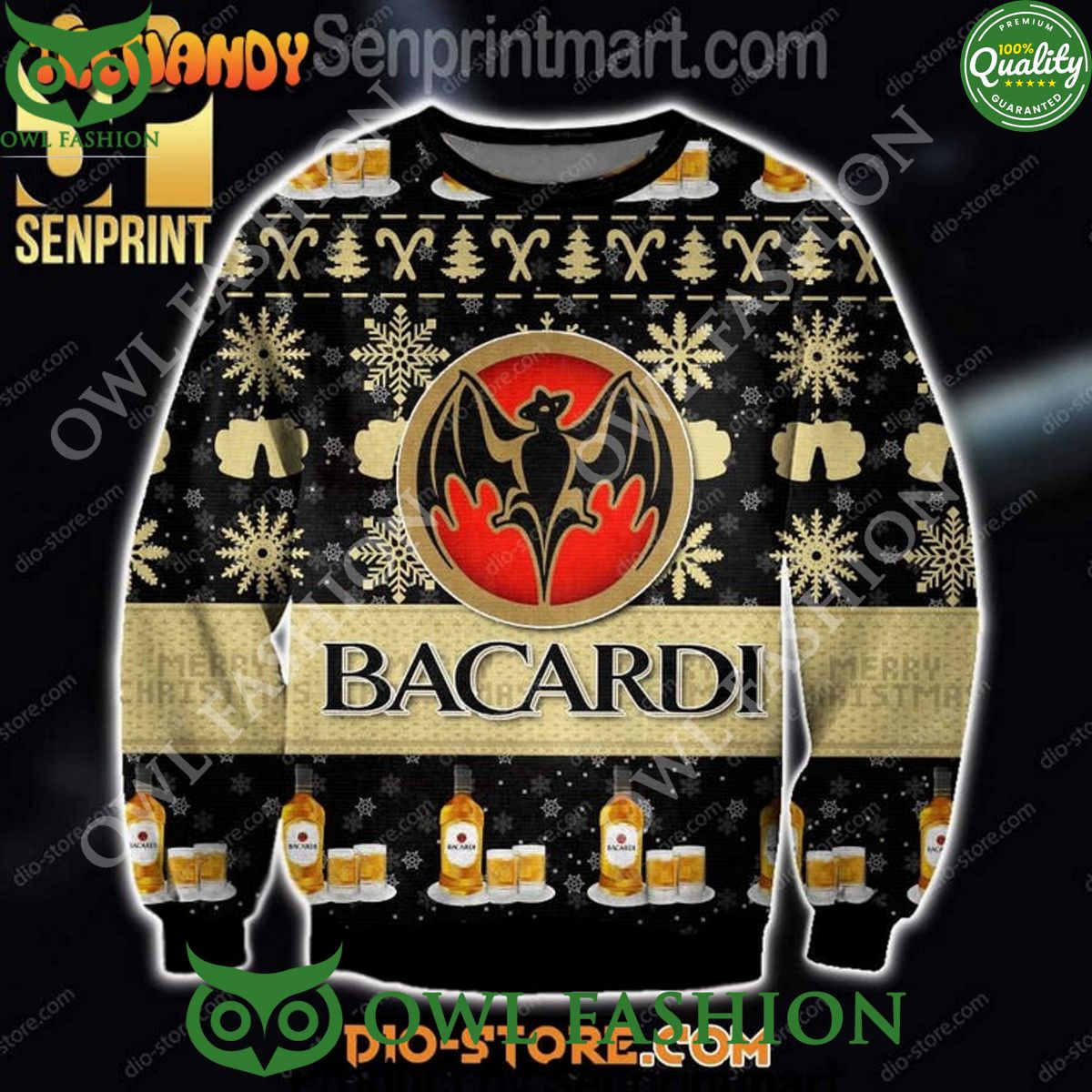 Bacardi Vacation Time Wool Blend Ugly Christmas Sweater