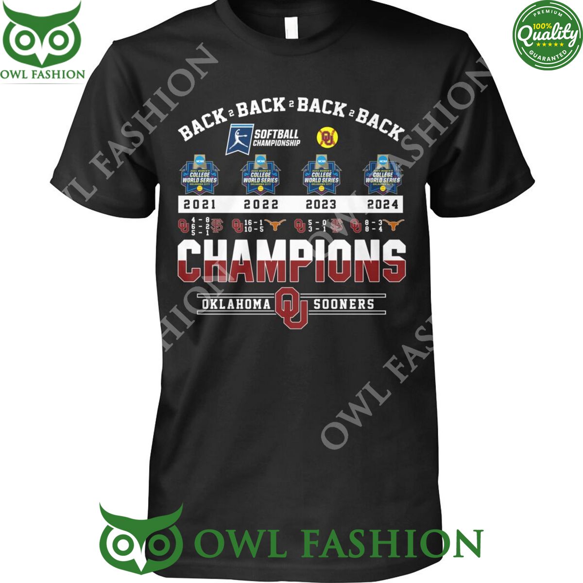 Back 2 back 4 times champions OKlahoma Sooners Softball t shirt