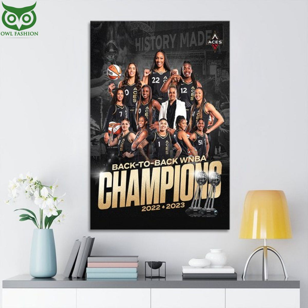 Back to Back WNBA Las Vegas Aces 2023 Win Champions Canvas Prints
