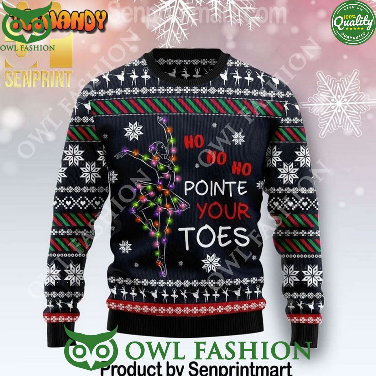 Ballet Pointe Chirtmas Time Wool Knitted Ugly Sweater