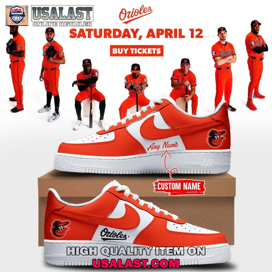 Baltimore Orioles Orange On Orange Air Force 1 Sneaker
