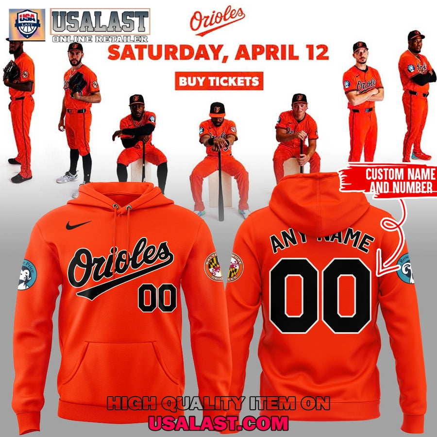Baltimore Orioles Orange On Orange Custom Hoodie And Jersey Set