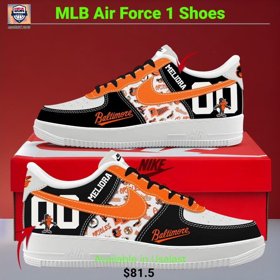 Baltimore Orioles Personalized Air Force 1 Shoes