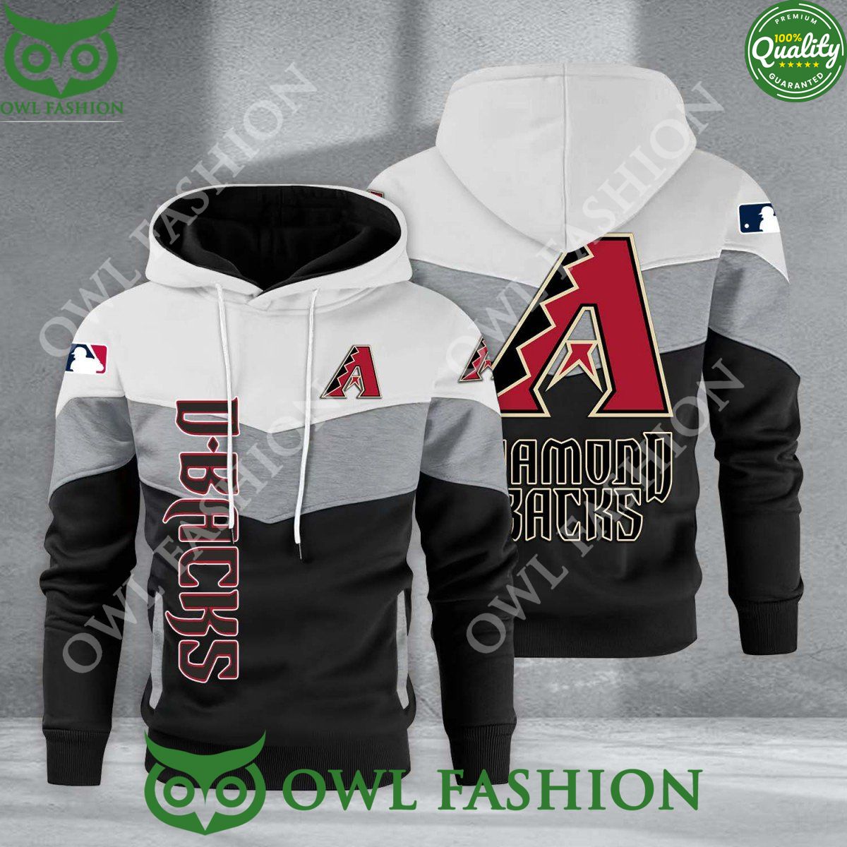 Baseball Arizona Diamondbacks Team MLB Black White Printed Hoodie