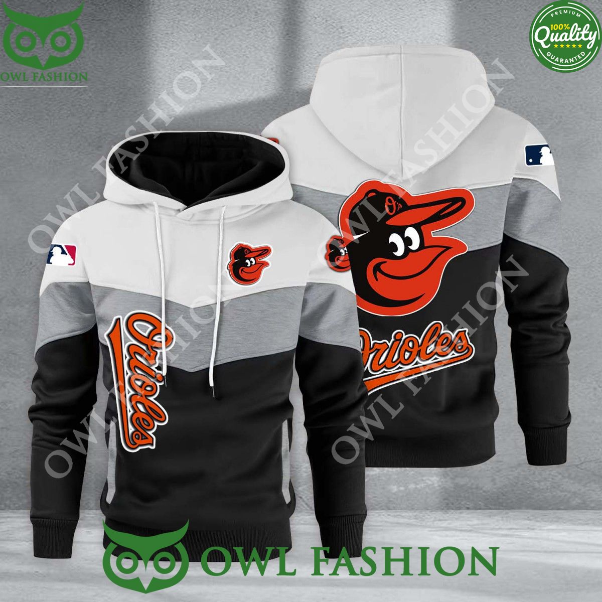 Baseball Baltimore Orioles Team MLB Black White Printed Hoodie