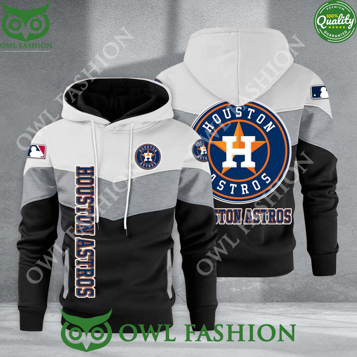 Baseball Houston Astros Team MLB Black White Printed Hoodie