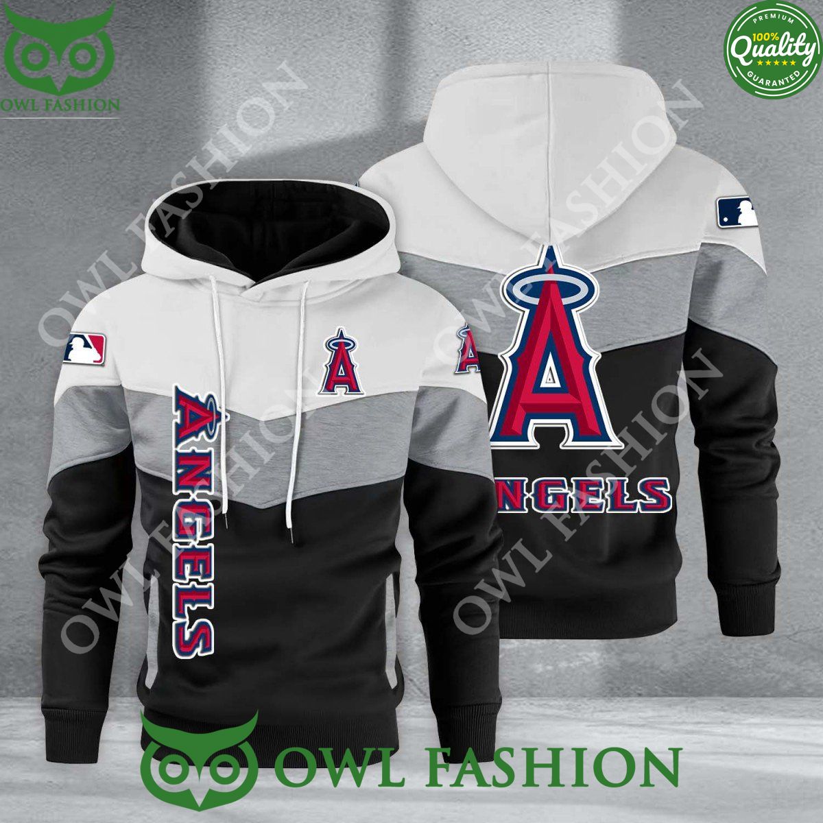 Baseball Los Angeles Angels Team MLB Black White Printed Hoodie