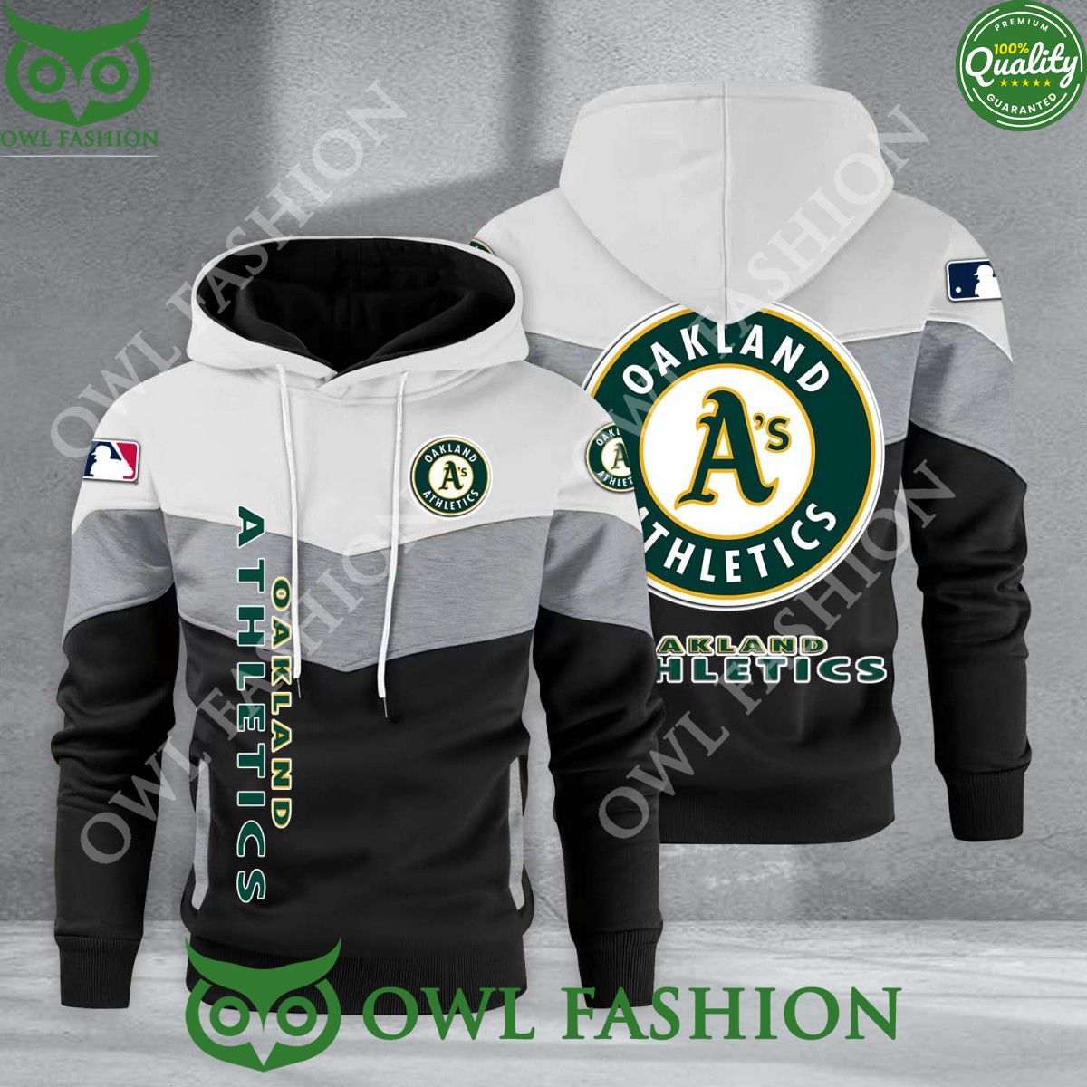 Baseball Oakland Athletics Team MLB Black White Printed Hoodie